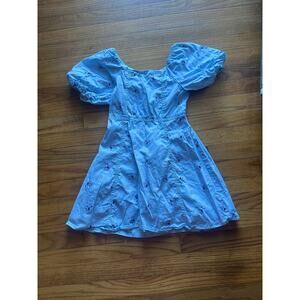 Bluey Kids Mini Dress Light Blue Puff Sleeve Short Sleeve Size M Cute Print